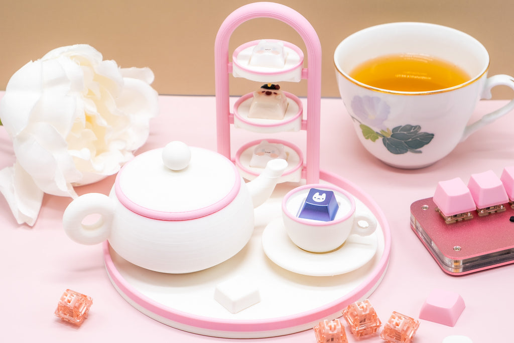 Tea Pot Key Tea Set Artisan Keycap Holder with Teapot Switch Tester Combo | Momokai